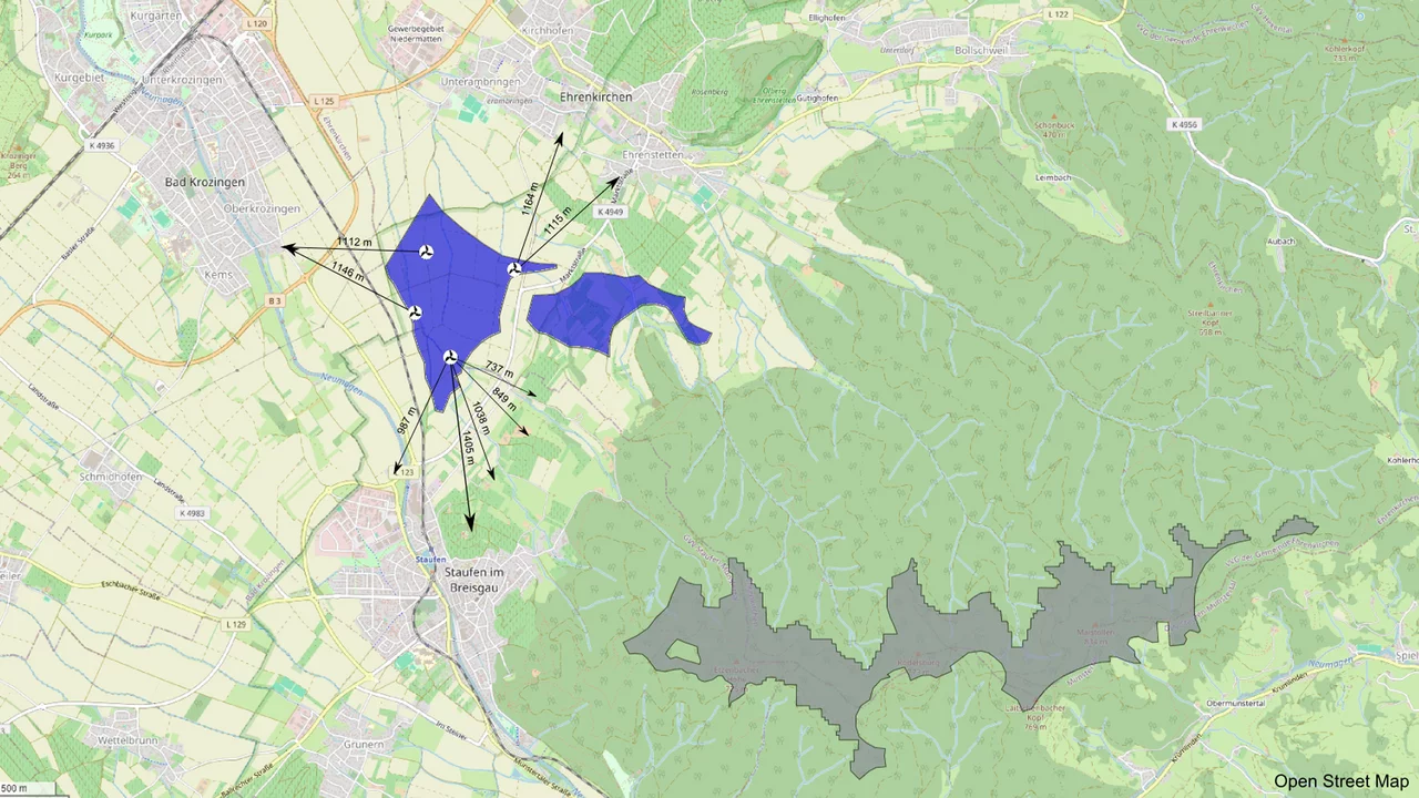 Standort der geplanten Windräder