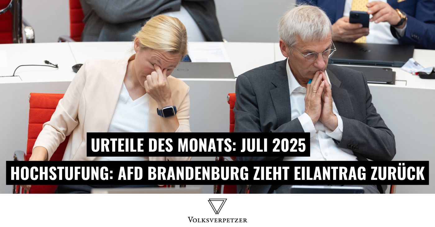 Urteile Juli: AfD Brandenburg zieht Eilantrag gegen Einstufung als „gesichert rechtsextrem“ zurück